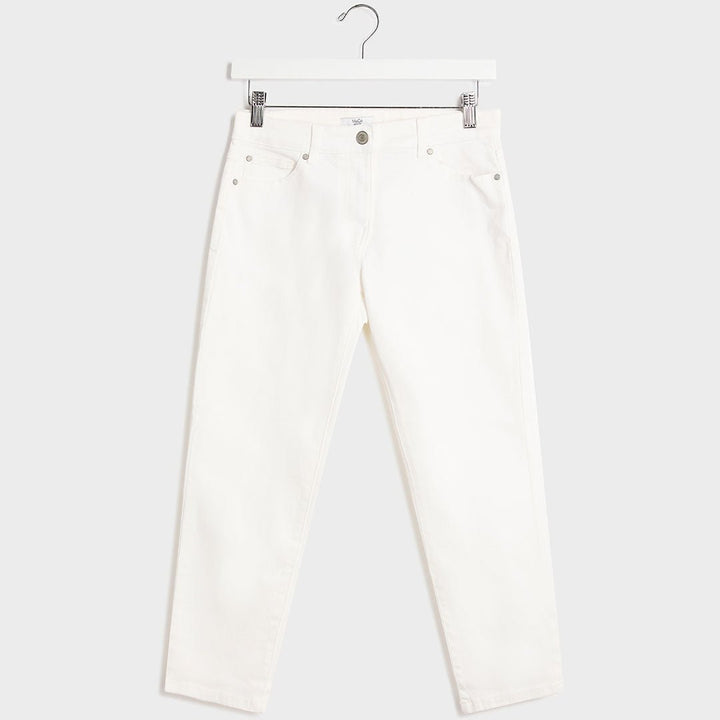 Ladies White Crop Petite Jean from You Know Who's