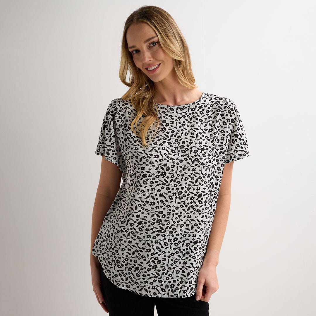 Ladies White Ditsy Printed Viscose Top from You Know Who's