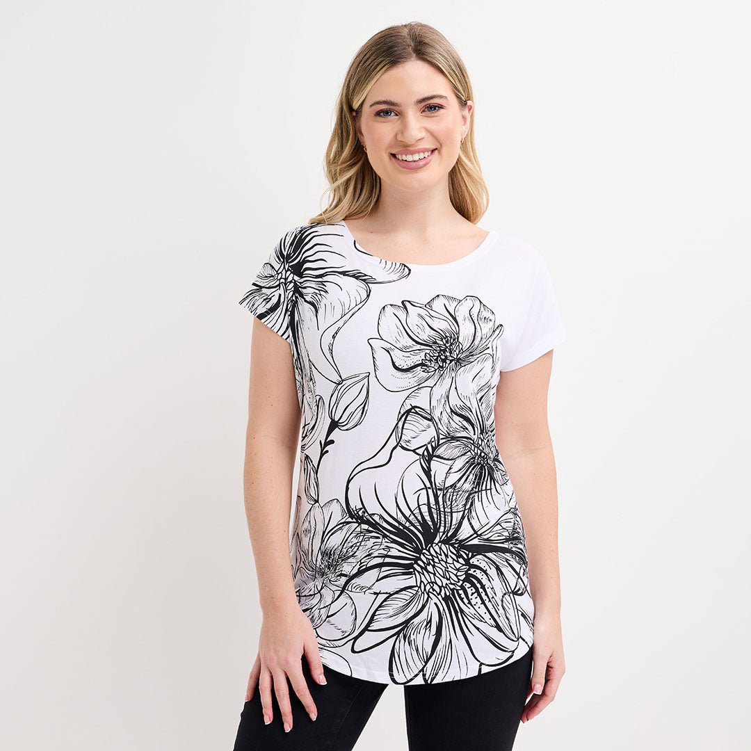 Ladies White Floral Diamonte Top from You Know Who's