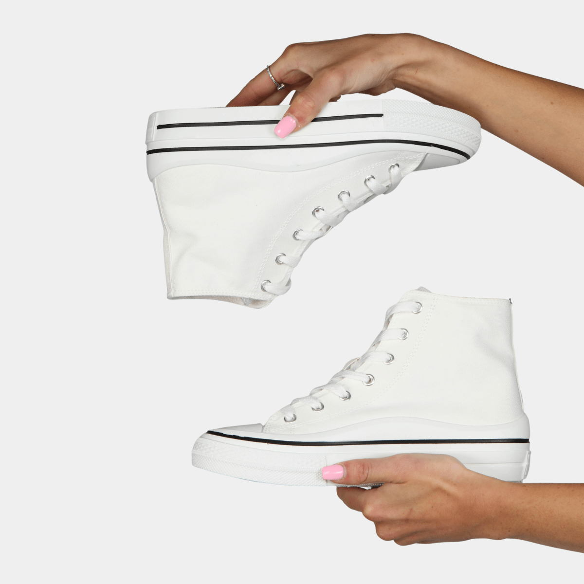 Ladies White High Top Trainer from You Know Who's
