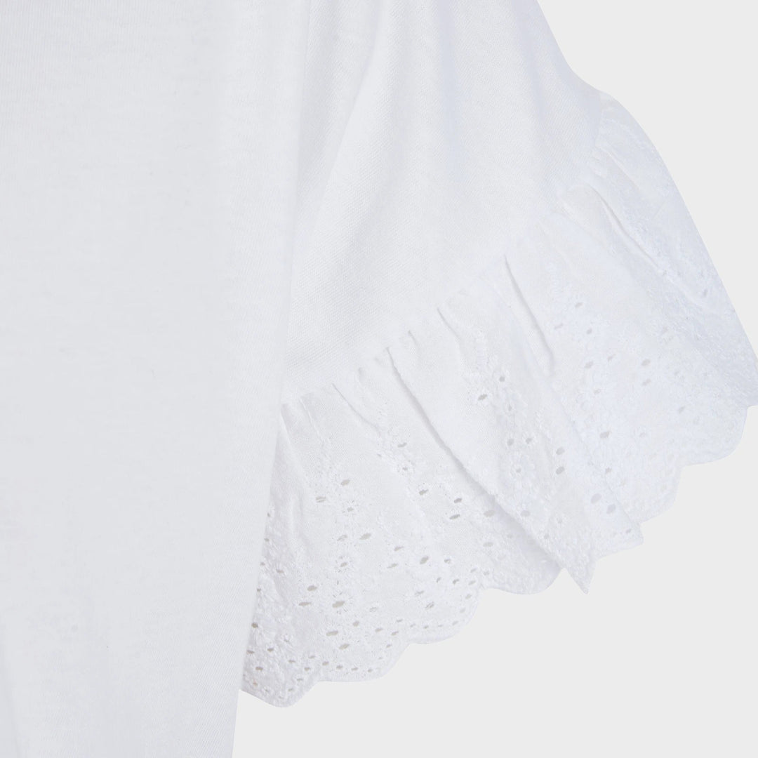 Ladies White Lace Broderie Detail Top from You Know Who's