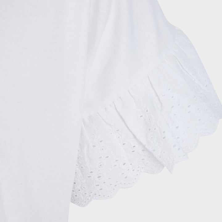 Ladies White Lace Broderie Detail Top from You Know Who's
