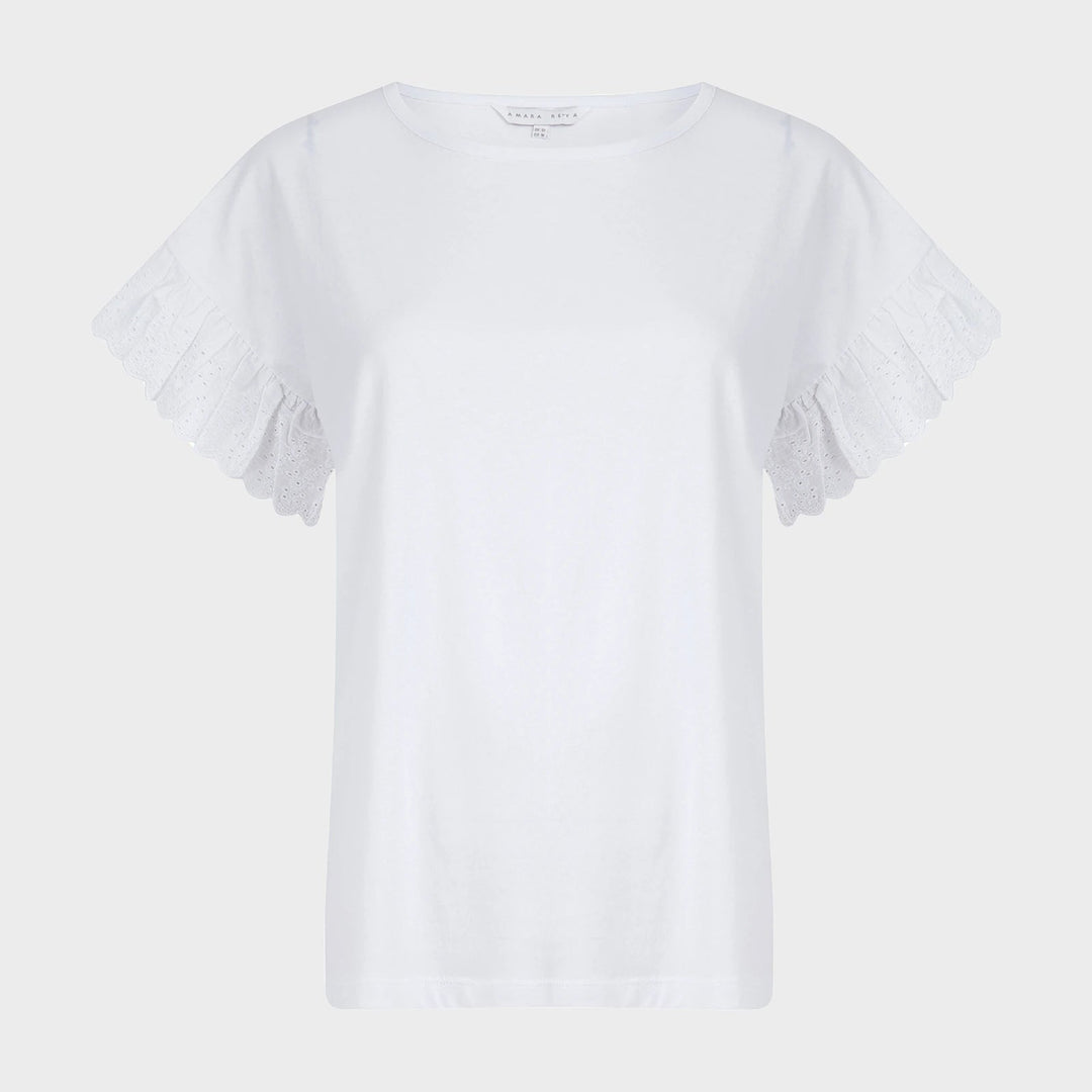 Ladies White Lace Broderie Detail Top from You Know Who's