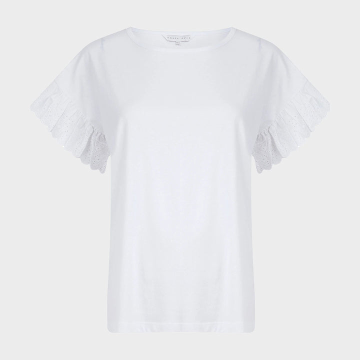 Ladies White Lace Broderie Detail Top from You Know Who's