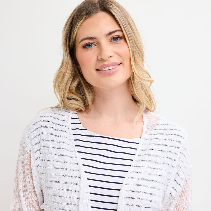 Ladies White Popcorn Waterfall Knit Cardigan from You Know Who's