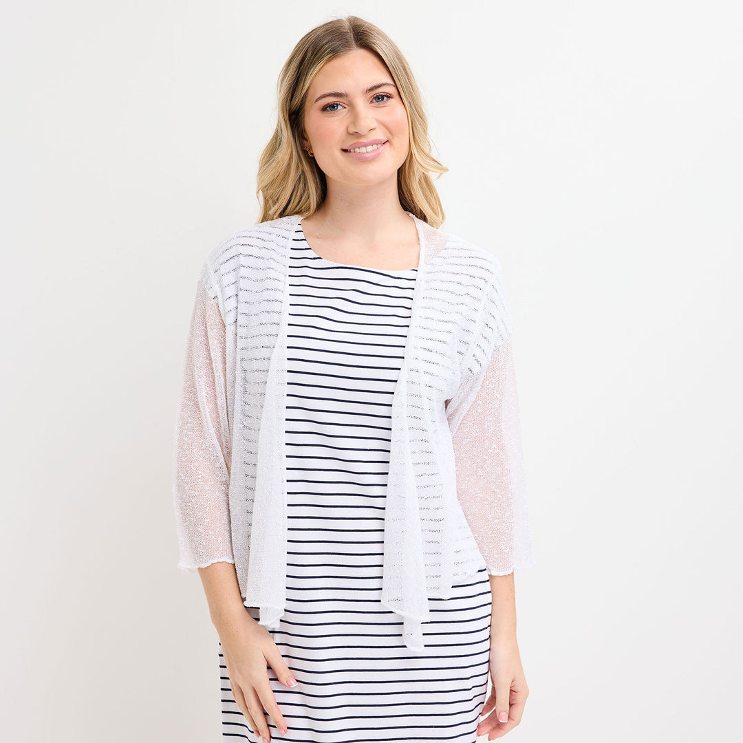 Ladies White Popcorn Waterfall Knit Cardigan from You Know Who's