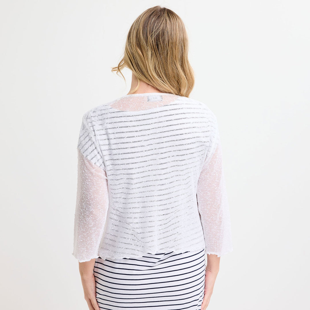 Ladies White Popcorn Waterfall Knit Cardigan from You Know Who's
