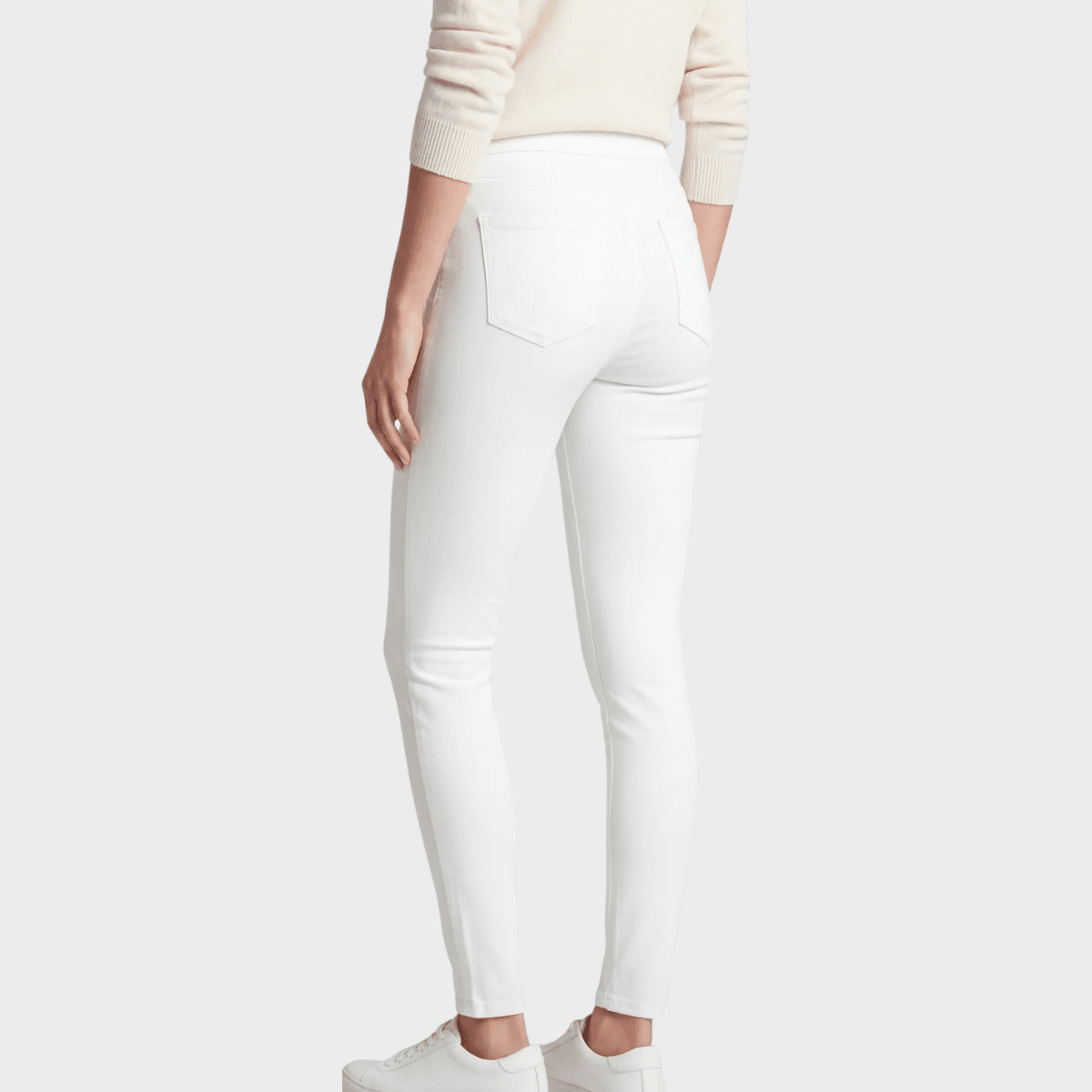 Ladies White Pull On High Waisted Jegging from You Know Who's