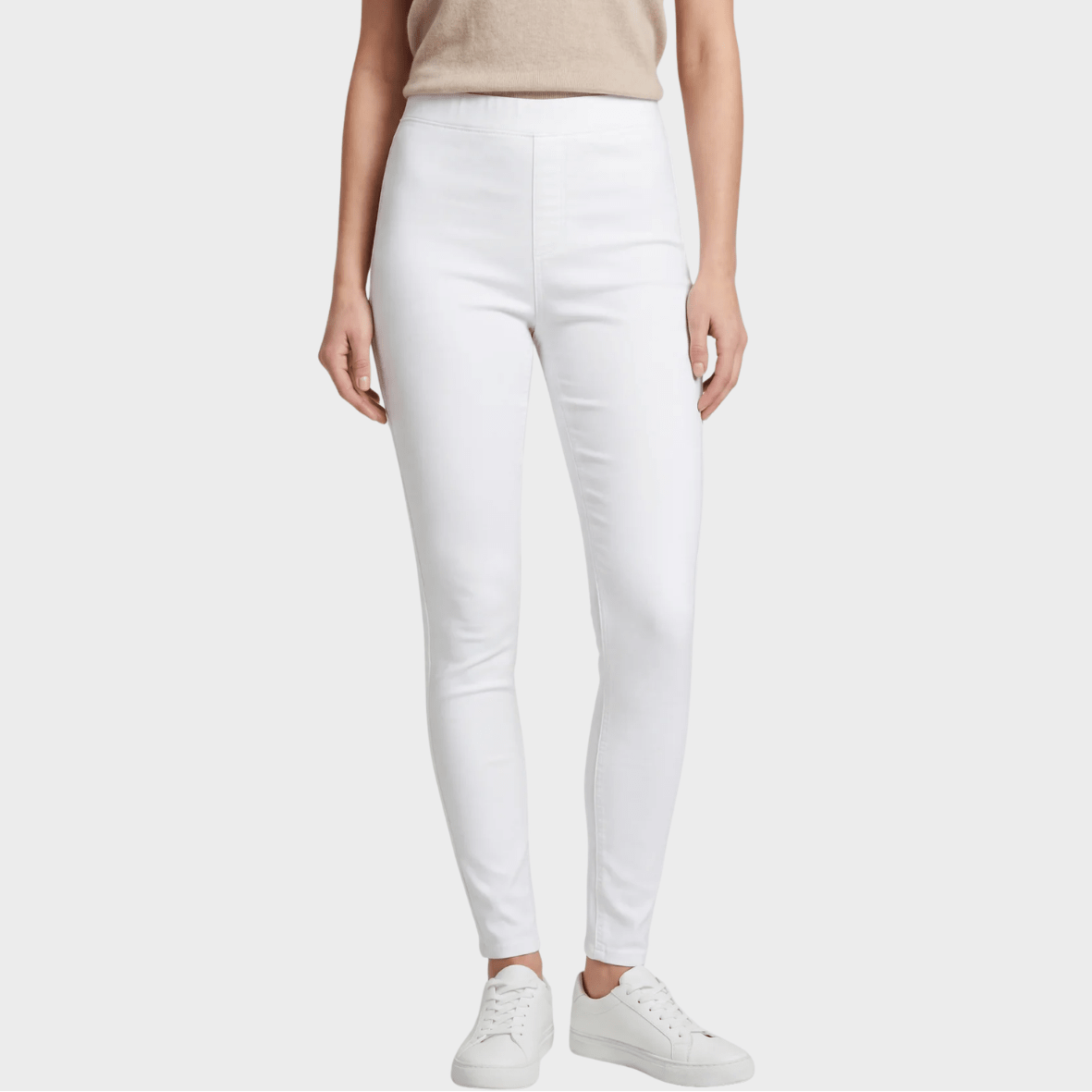 Ladies White Pull On High Waisted Jegging from You Know Who's