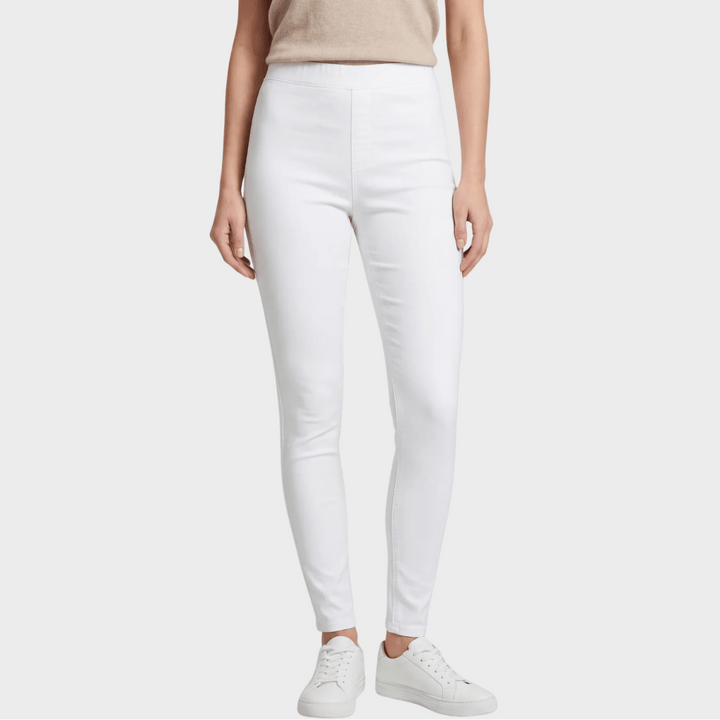 Ladies White Pull On High Waisted Jegging from You Know Who's