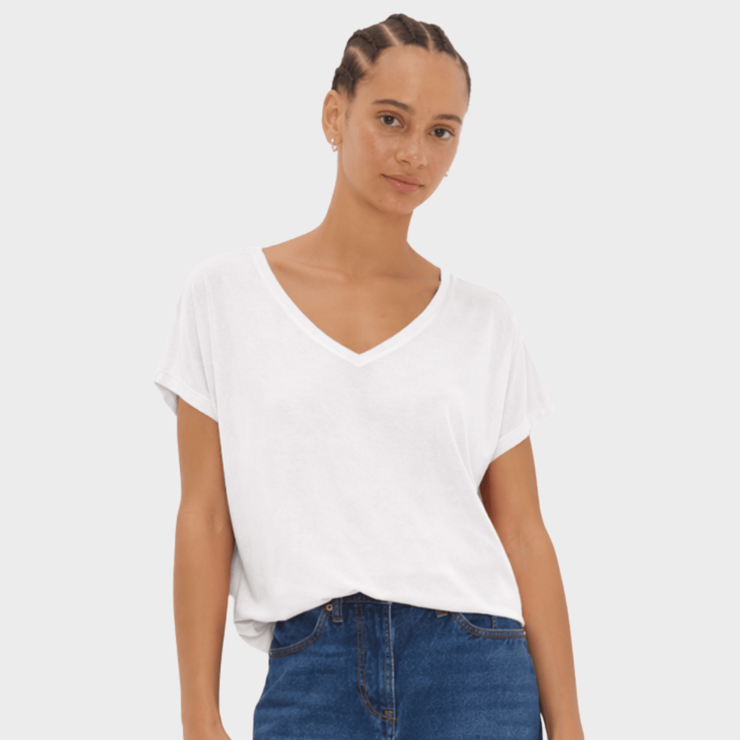 Ladies White V Neck T-shirt from You Know Who's