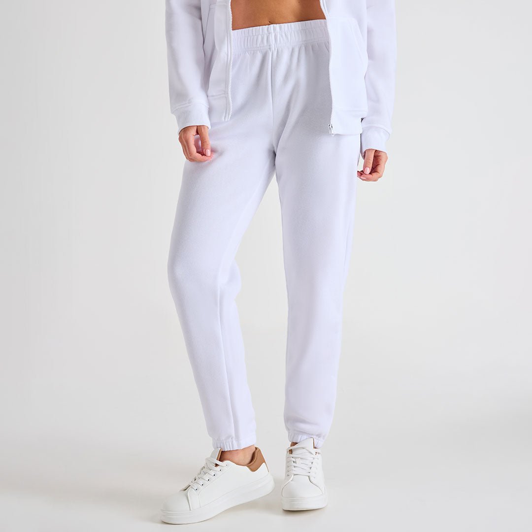 Ladies White Zip Pocket Jogger from You Know Who's