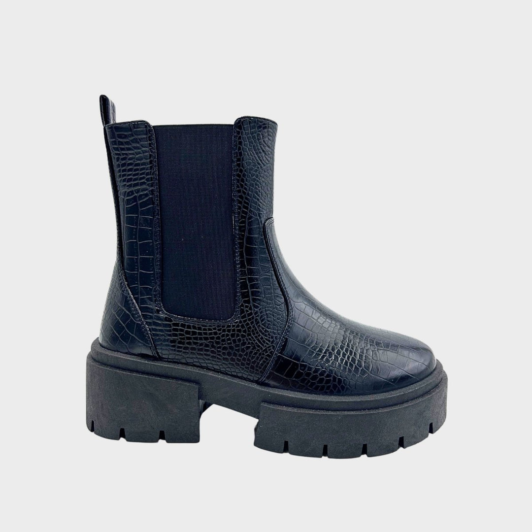 Ladies Wide Fit Chunky Croc Chelsea Boots from You Know Who's