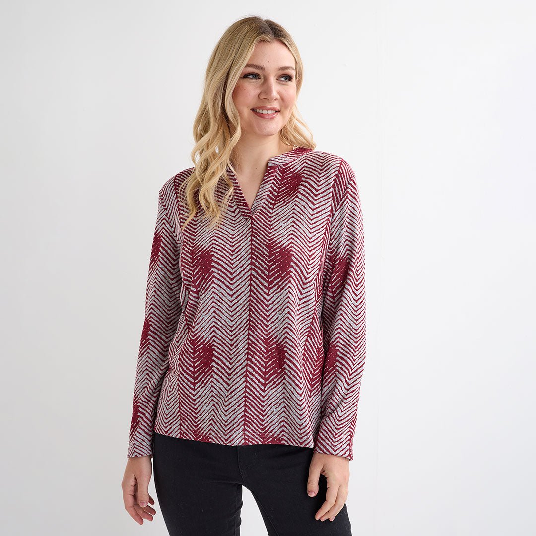 Ladies Wine Herringbone Top from You Know Who's