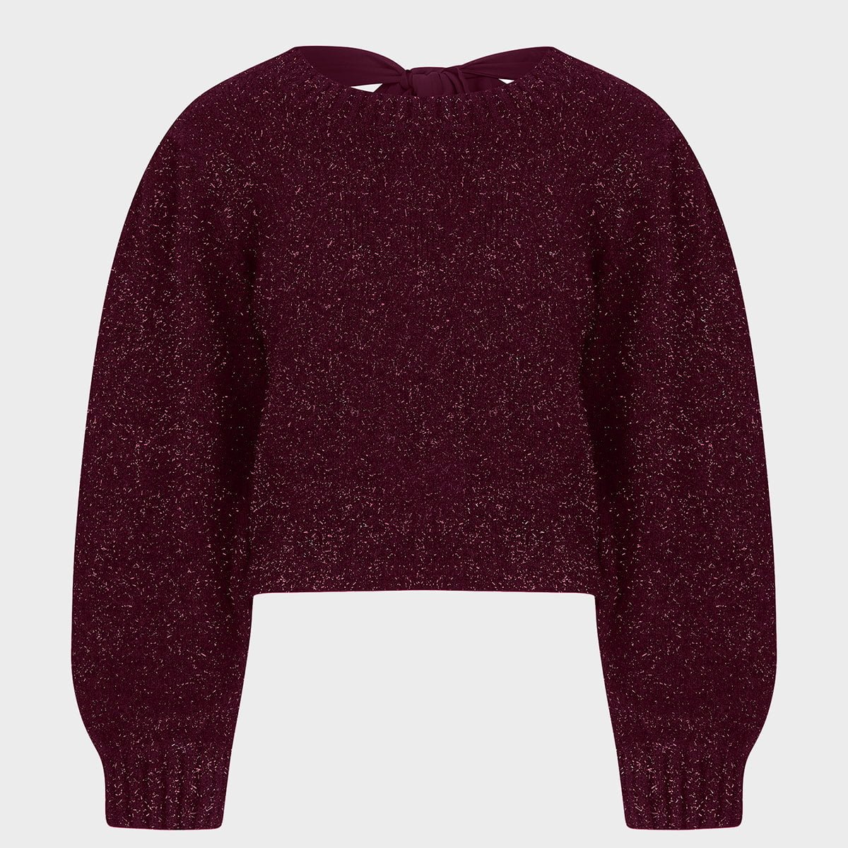 Ladies Wine Lurex Bow Tie Jumper from You Know Who's