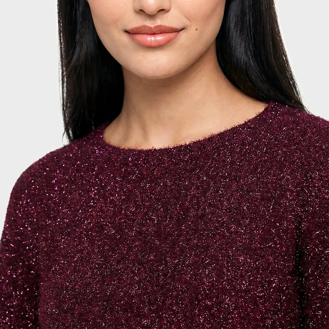 Ladies Wine Lurex Bow Tie Jumper from You Know Who's