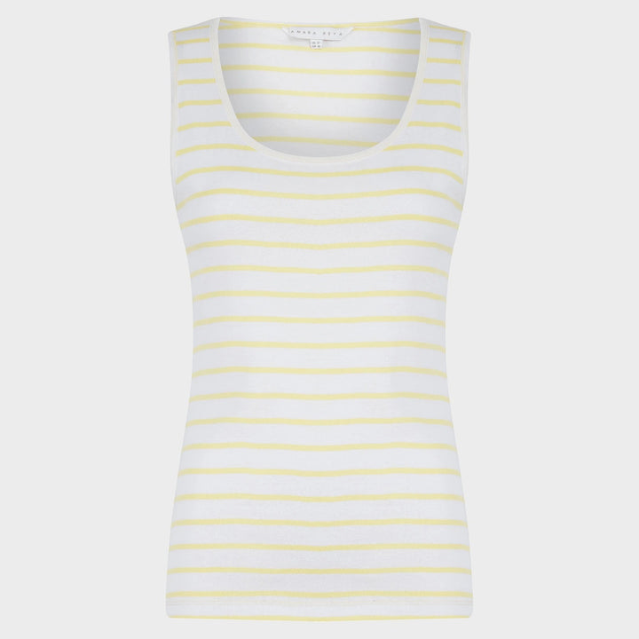 Ladies Yellow and White Scoop V Neck Vest from You Know Who's