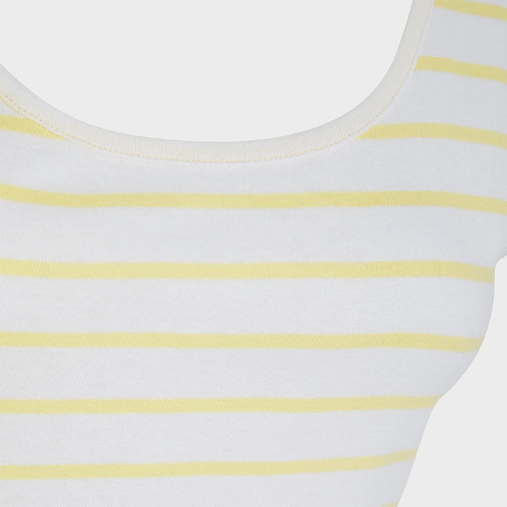 Ladies Yellow and White Scoop V Neck Vest from You Know Who's