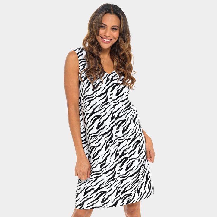 Ladies Zebra Linen V neck Dress from You Know Who's