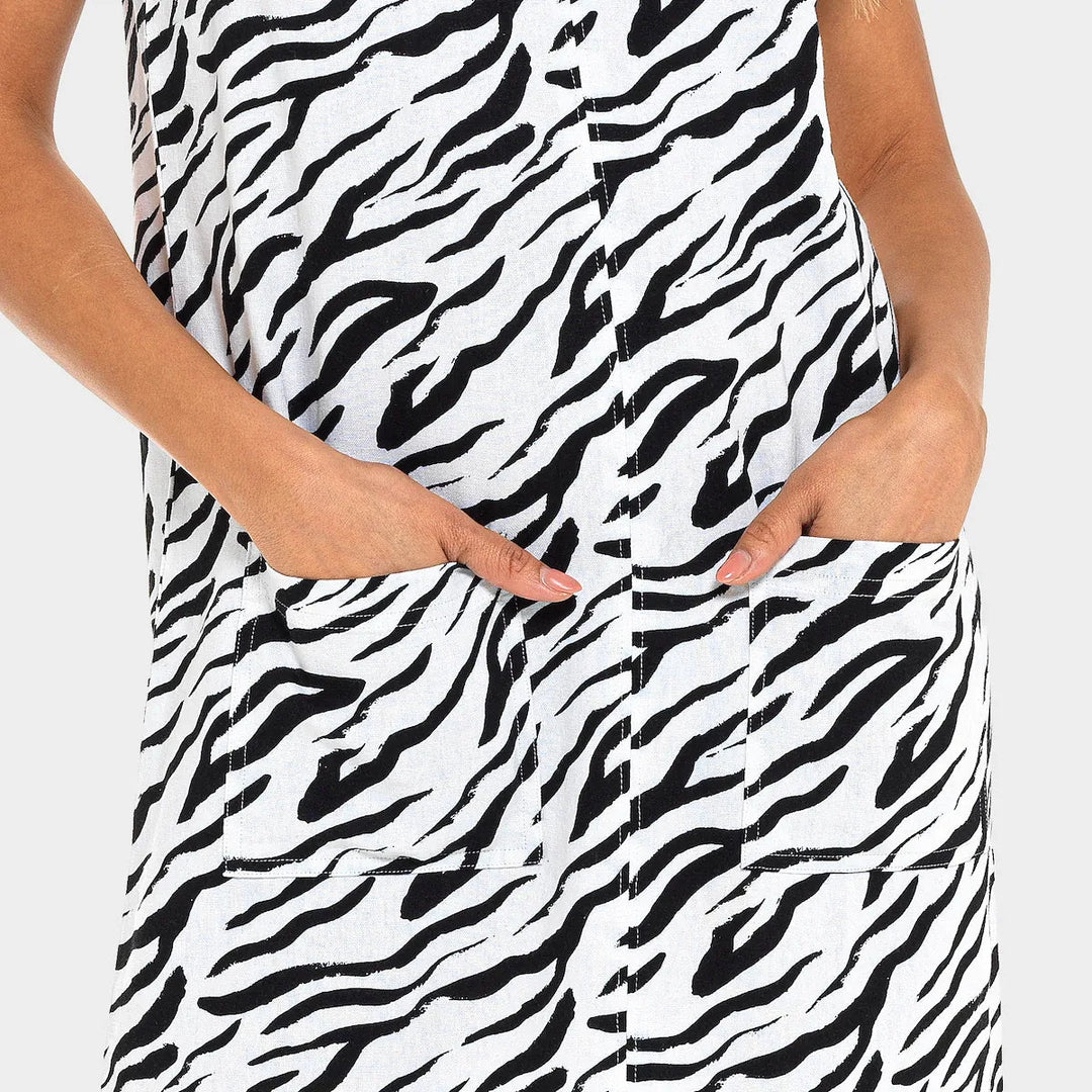 Ladies Zebra Linen V neck Dress from You Know Who's
