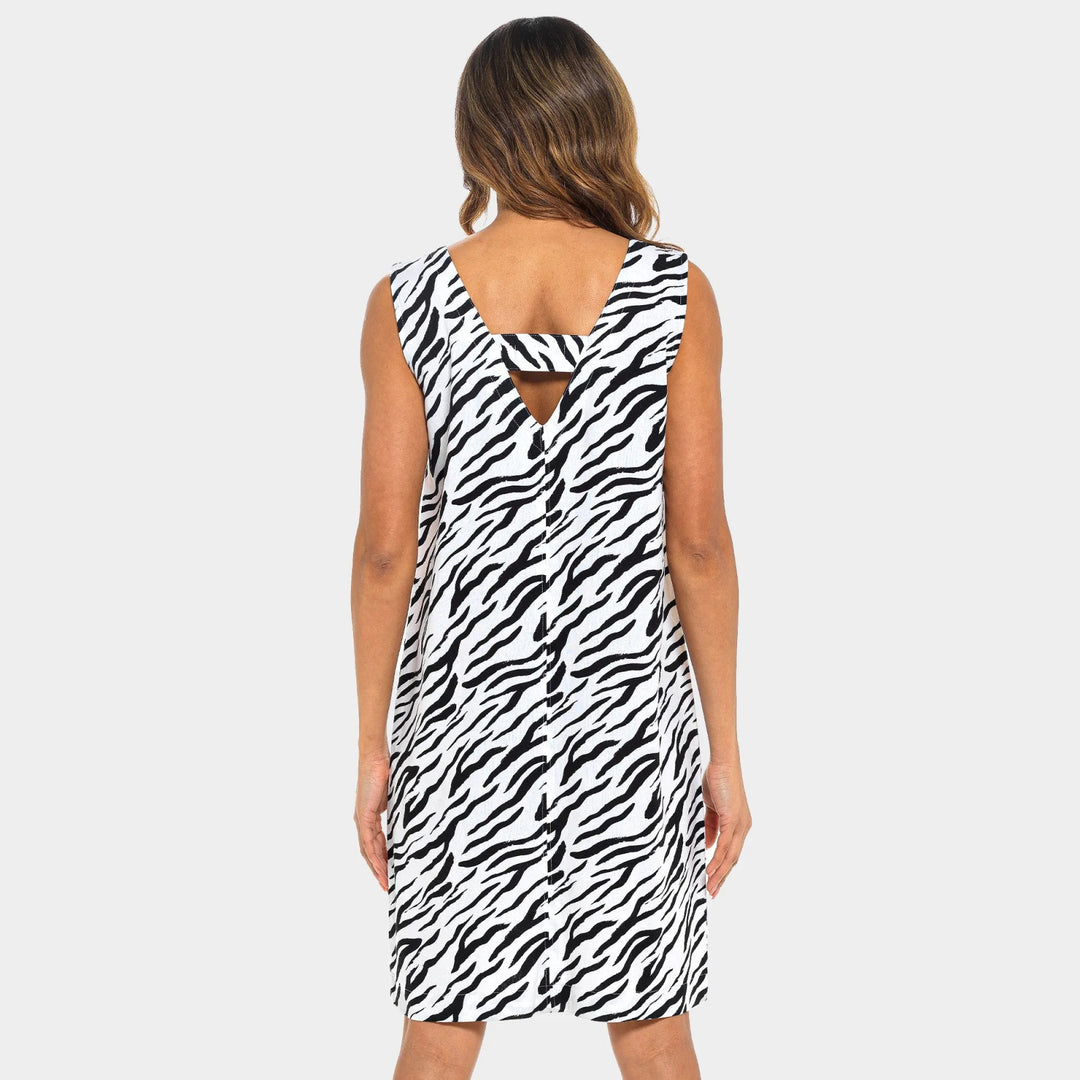 Ladies Zebra Linen V neck Dress from You Know Who's