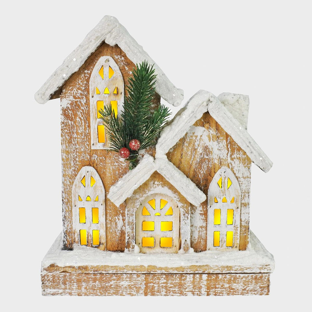 LED Light Up Snowy Wood House 25cm from You Know Who's