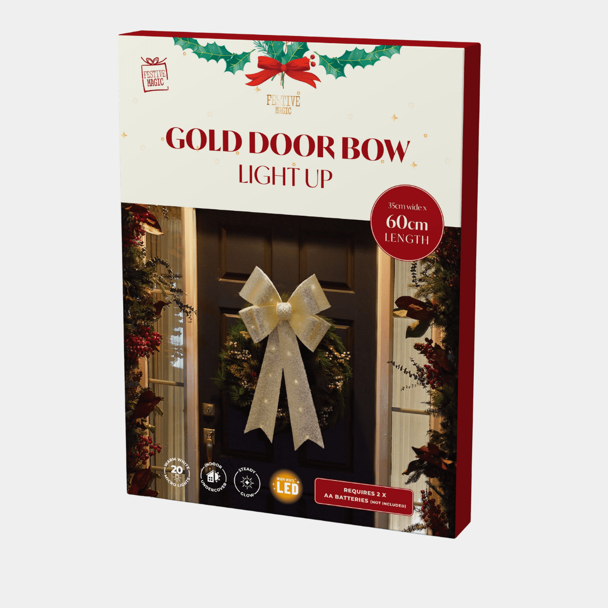 LIGHT UP TINSEL BOW 35x60cm B/O GOLD from You Know Who's