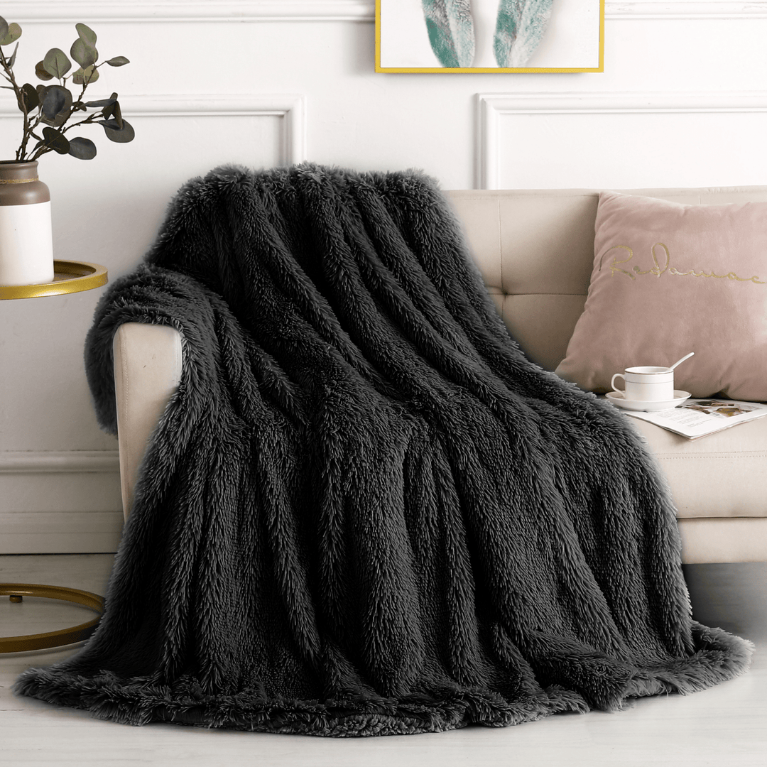 Luxury Black 200x240cm Long Pile Throw from You Know Who's