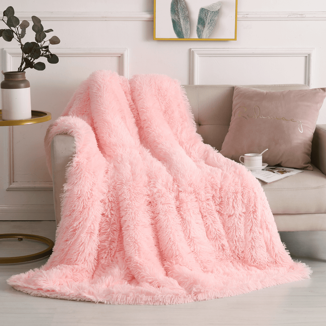Luxury Blush 200x240cm Long Pile Throw from You Know Who's