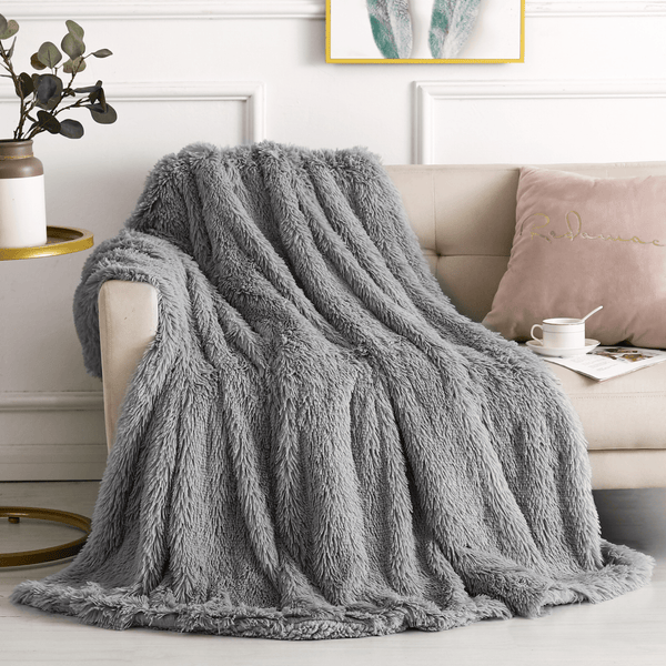 Luxury Silver 200x240cm Long Pile Throw from You Know Who's