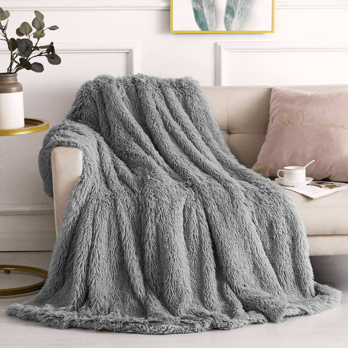 Luxury Silver 200x240cm Long Pile Throw from You Know Who's
