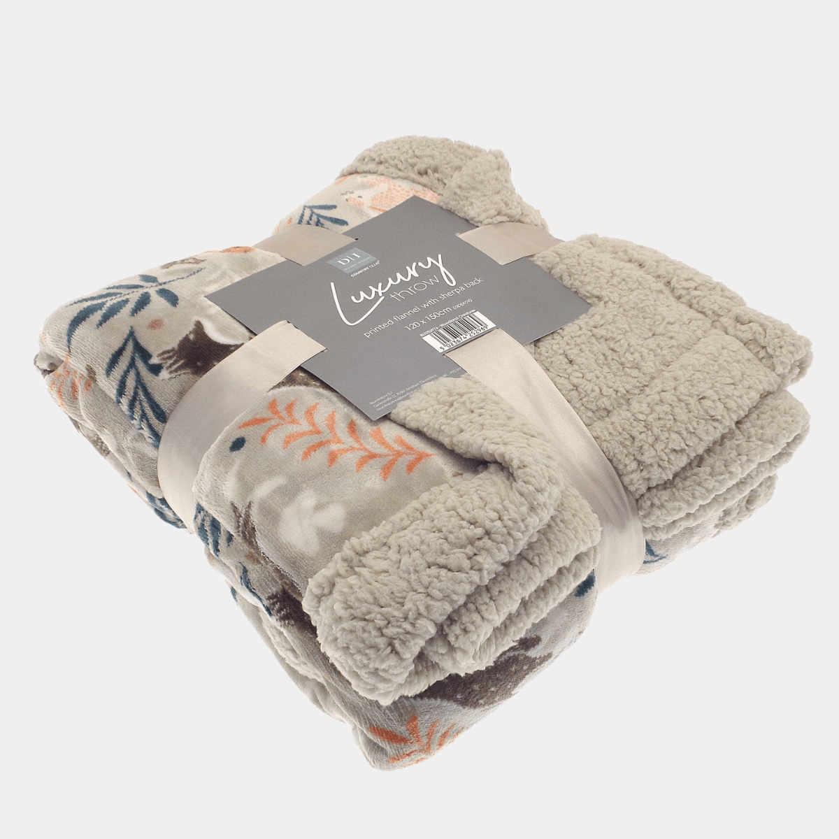 Luxury Woodland Creatures Throw Sherpa Reverse 120x150cm from You Know Who's