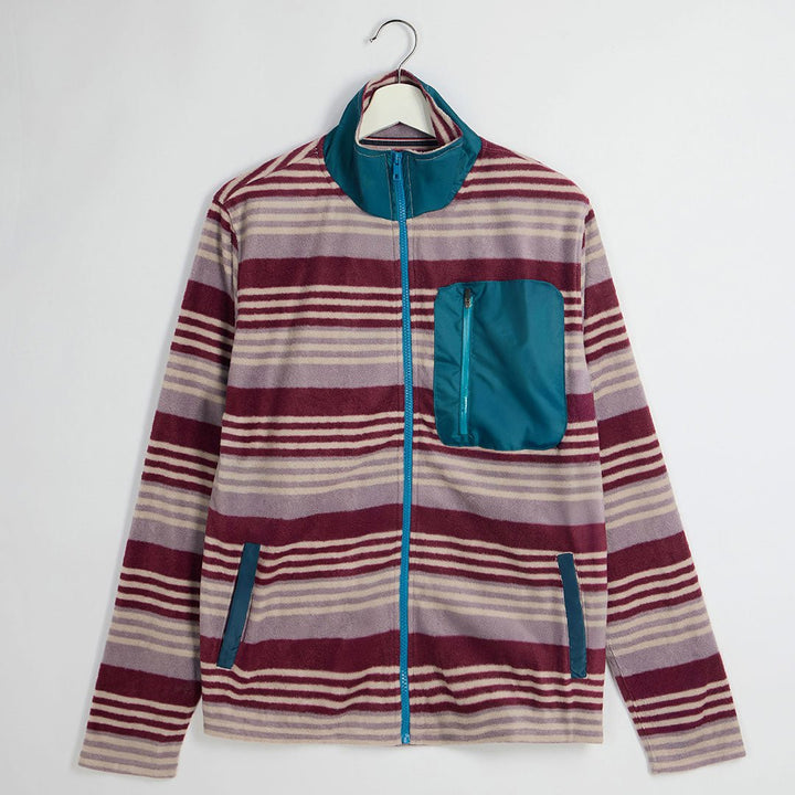 Maroon Striped Full Zip Fleece from You Know Who's