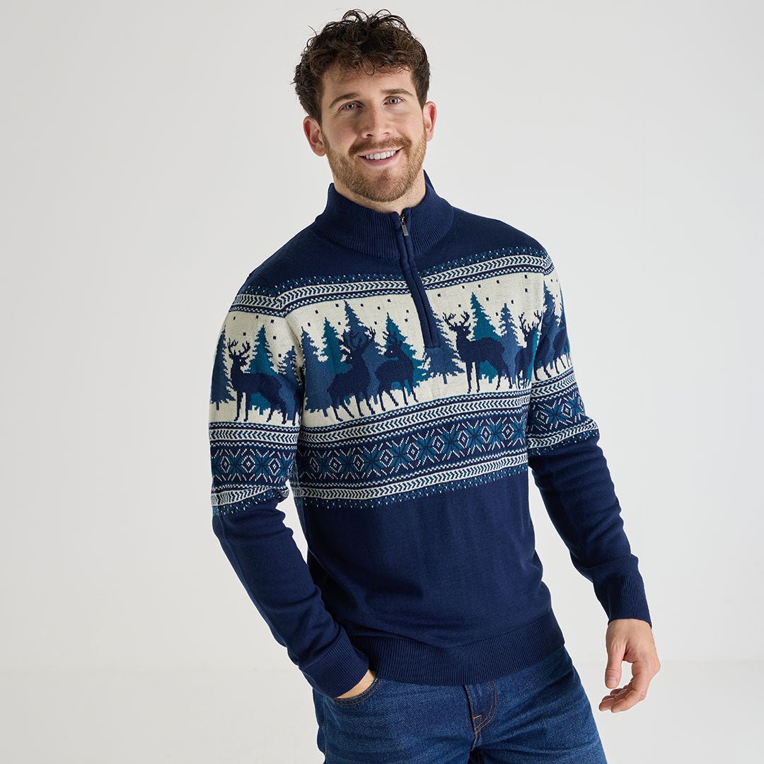 Mens 1/4 Zip Christmas Jumper from You Know Who's