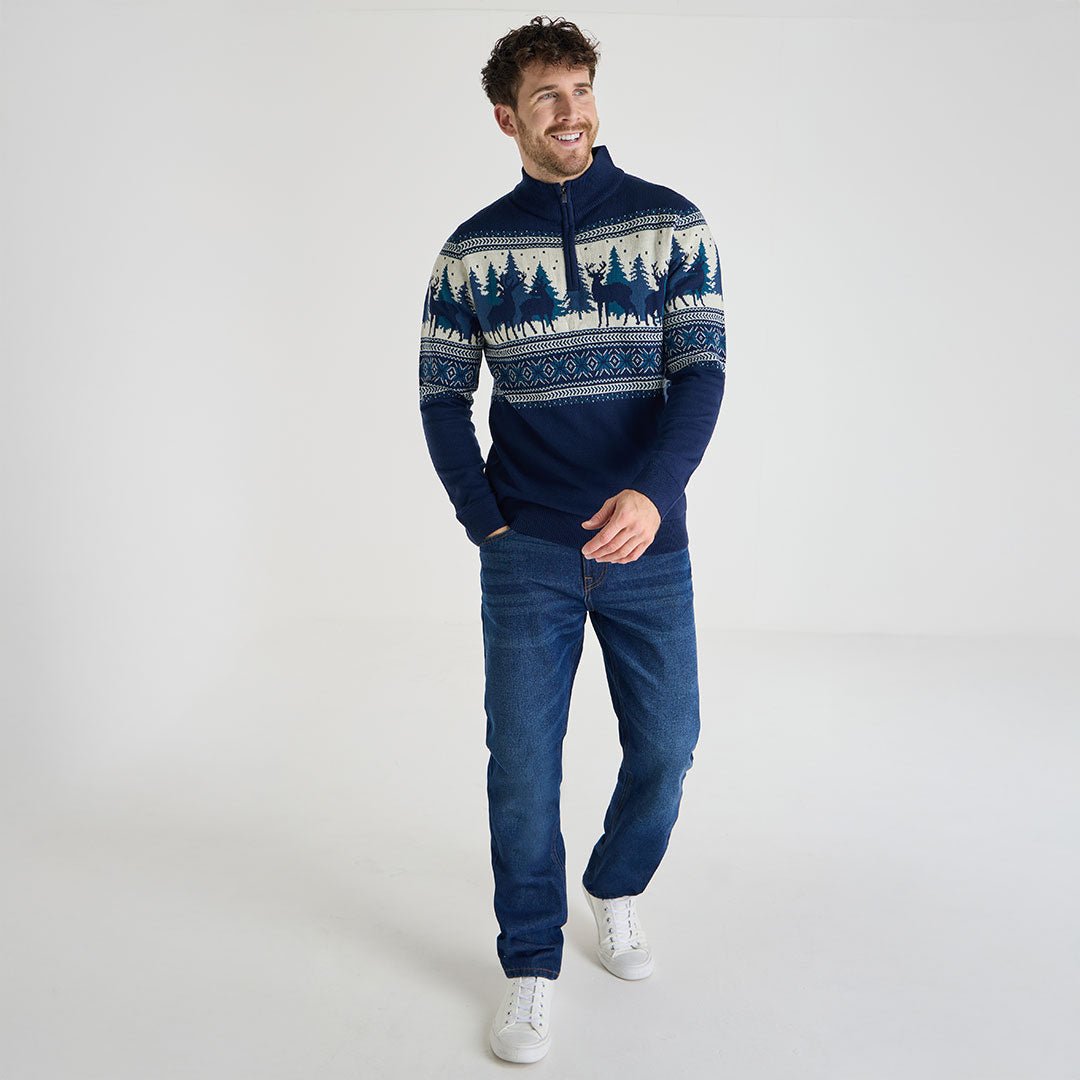 Mens 1/4 Zip Christmas Jumper from You Know Who's