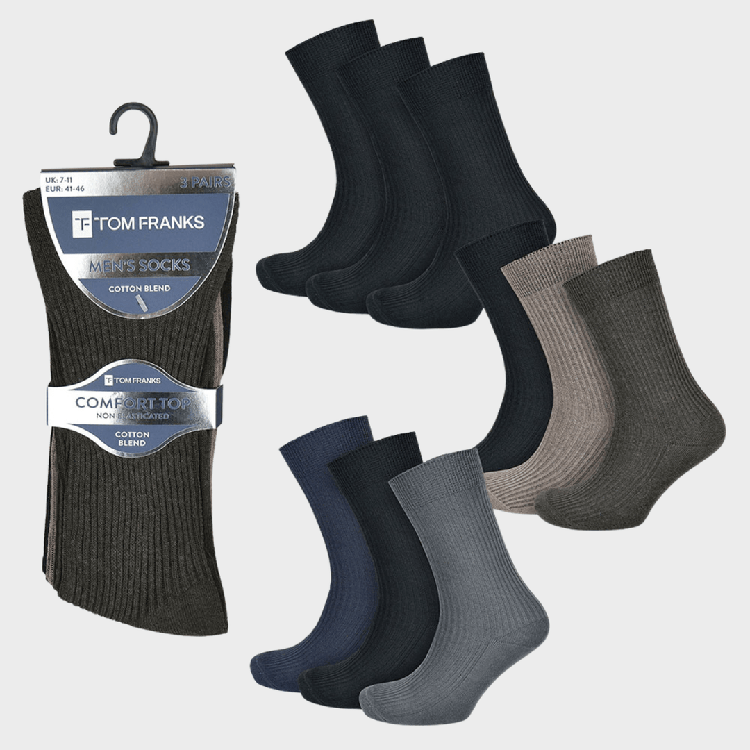 Mens 3pk Plain Rib Socks from You Know Who's