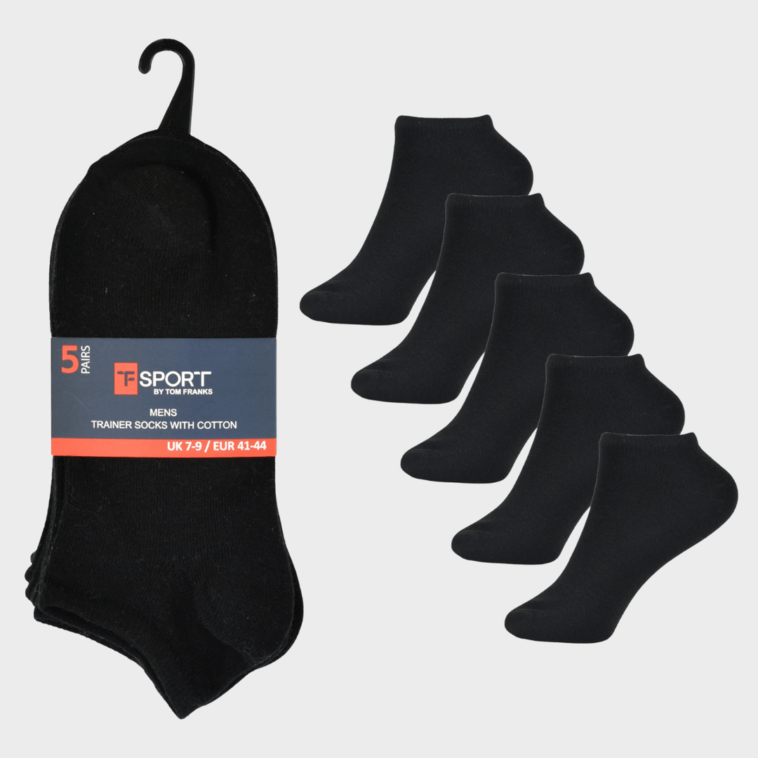 Mens 5 Pack Black Trainer Socks from You Know Who's