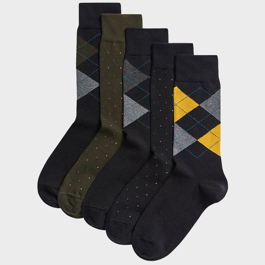 Mens 5pk Cotton Rich Tartan Socks from You Know Who's