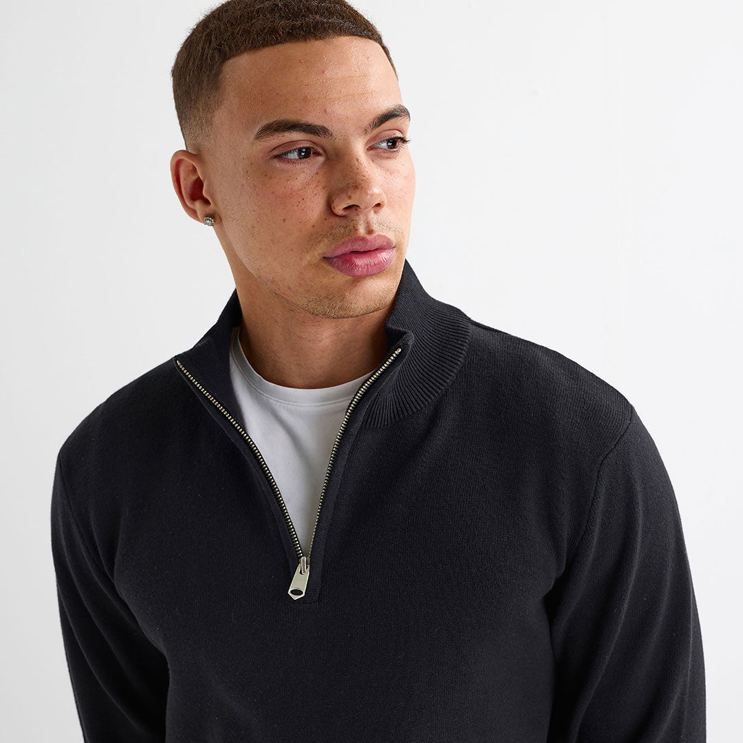 Mens Black 1/4 Zip Jumper from You Know Who's