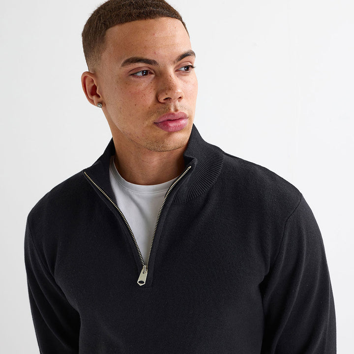 Mens Black 1/4 Zip Jumper from You Know Who's
