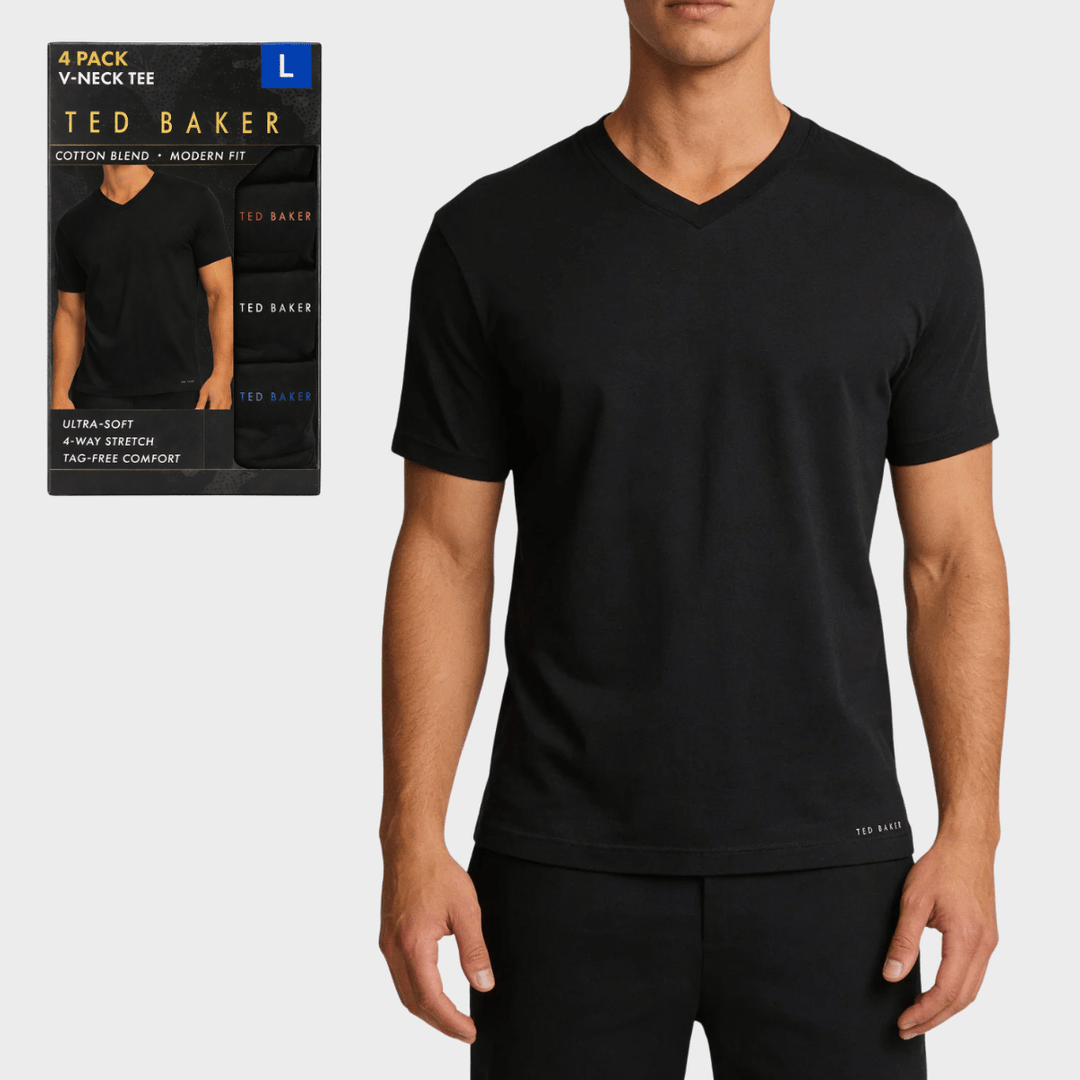 Mens Black 4pk Ted Baker V Neck Tops from You Know Who's