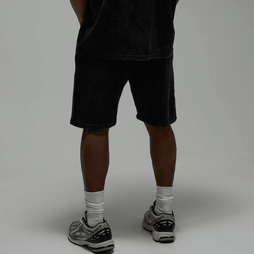 Men's Black Acid Wash 'One More Rep' Shorts from You Know Who's