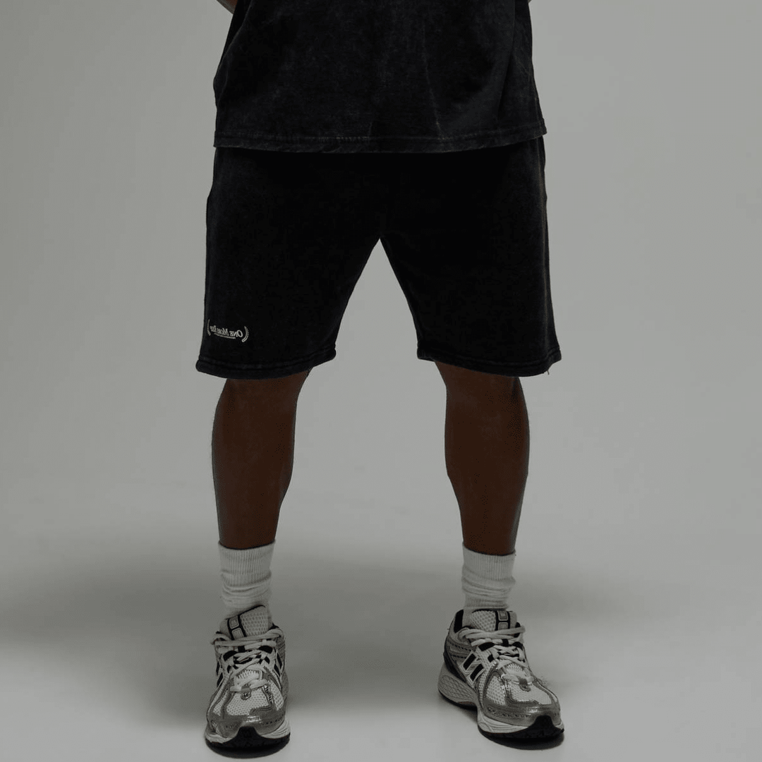 Men's Black Acid Wash 'One More Rep' Shorts from You Know Who's