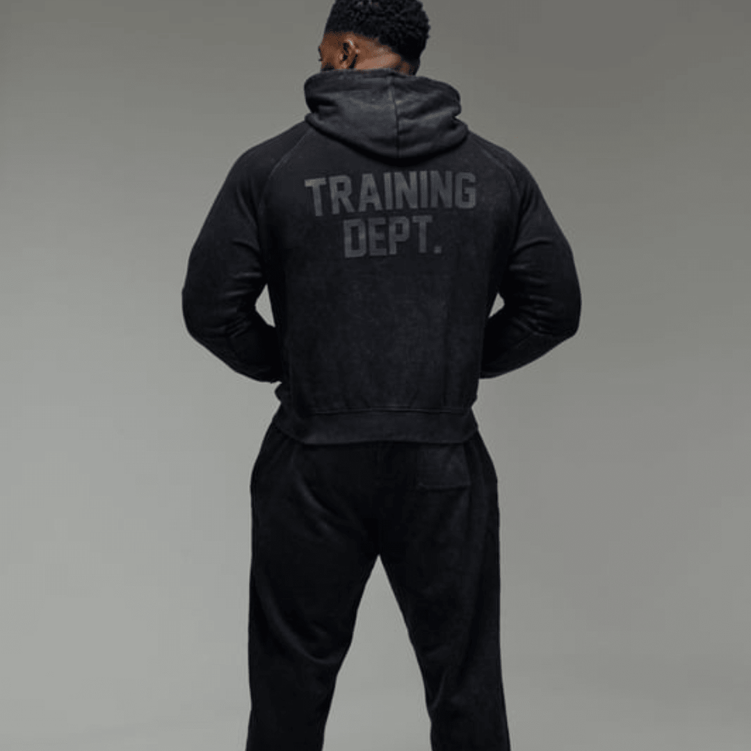 Men's Black Acid Wash Training Dept Hoodie from You Know Who's