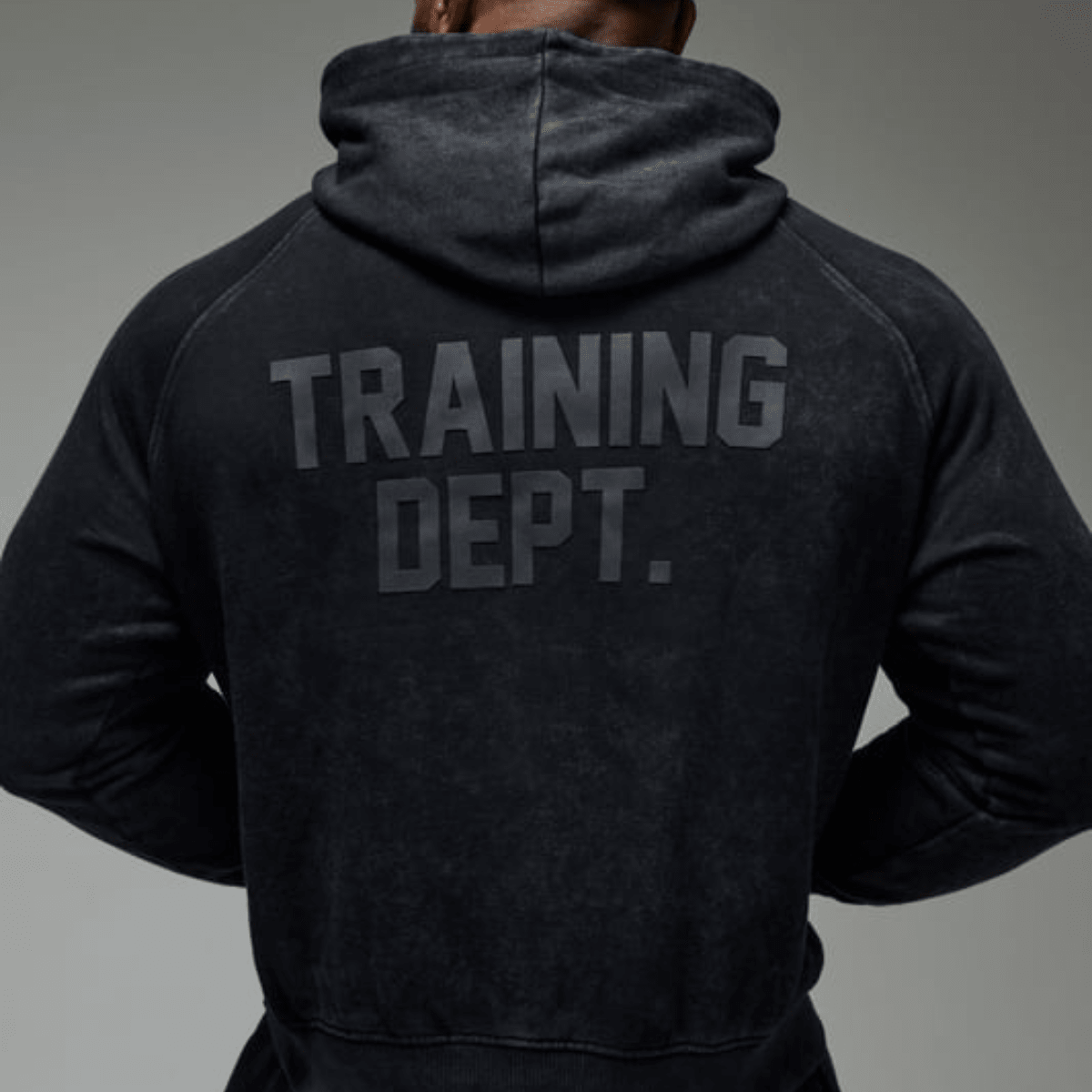 Men's Black Acid Wash Training Dept Hoodie from You Know Who's
