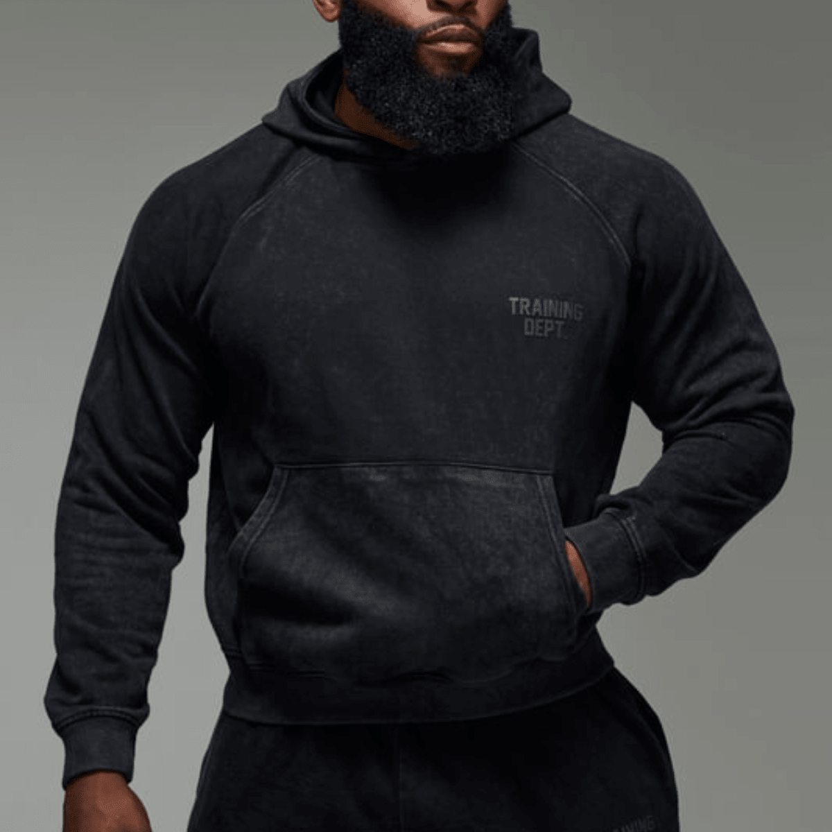 Men's Black Acid Wash Training Dept Hoodie from You Know Who's