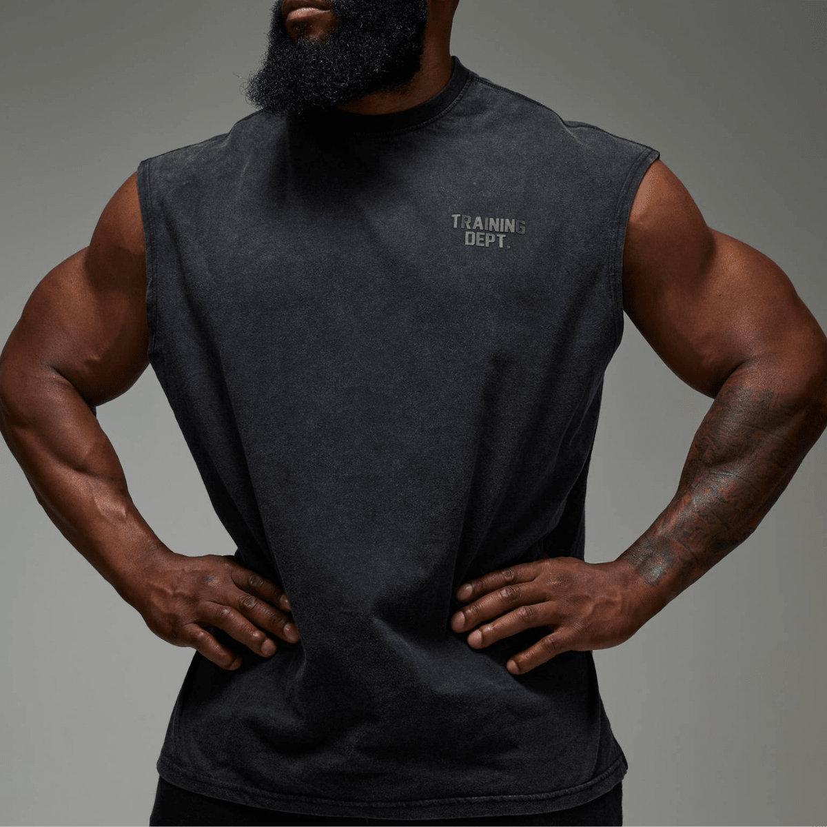 Men's Black Acid Wash Training Dept Vest from You Know Who's
