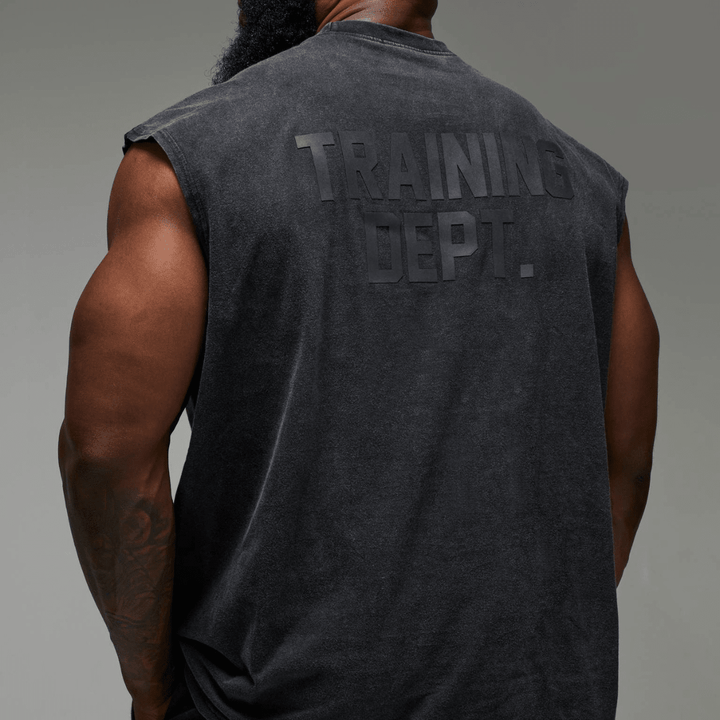 Men's Black Acid Wash Training Dept Vest from You Know Who's