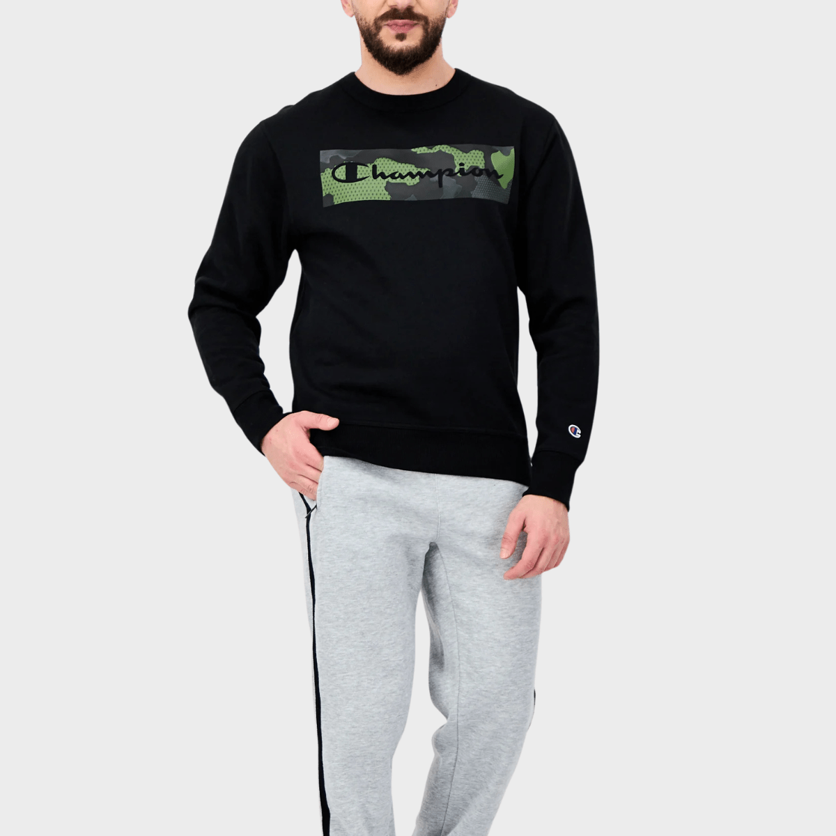 Men's Black Champion Box Logo Sweater from You Know Who's