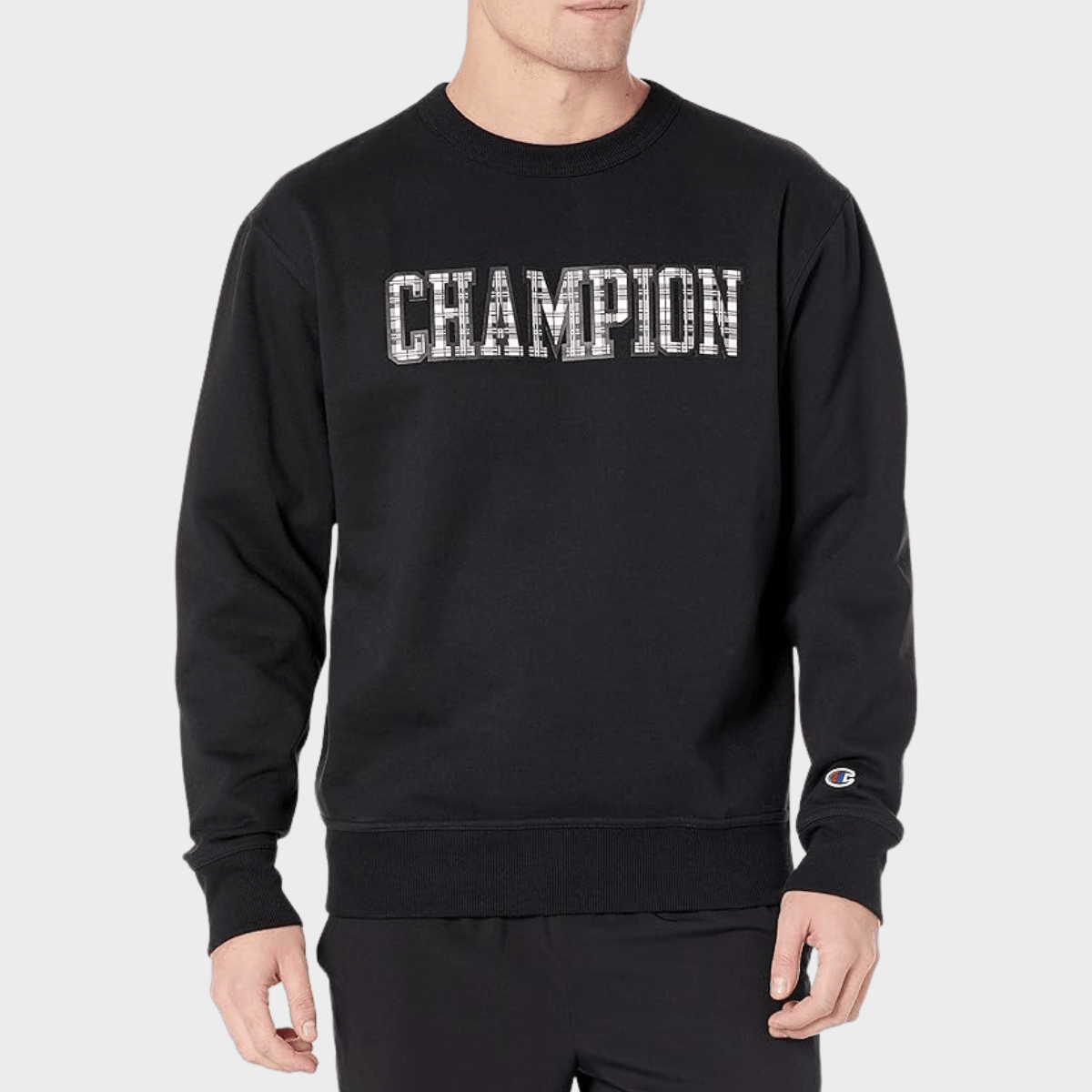 Men's Black Champion Word Logo Sweater from You Know Who's